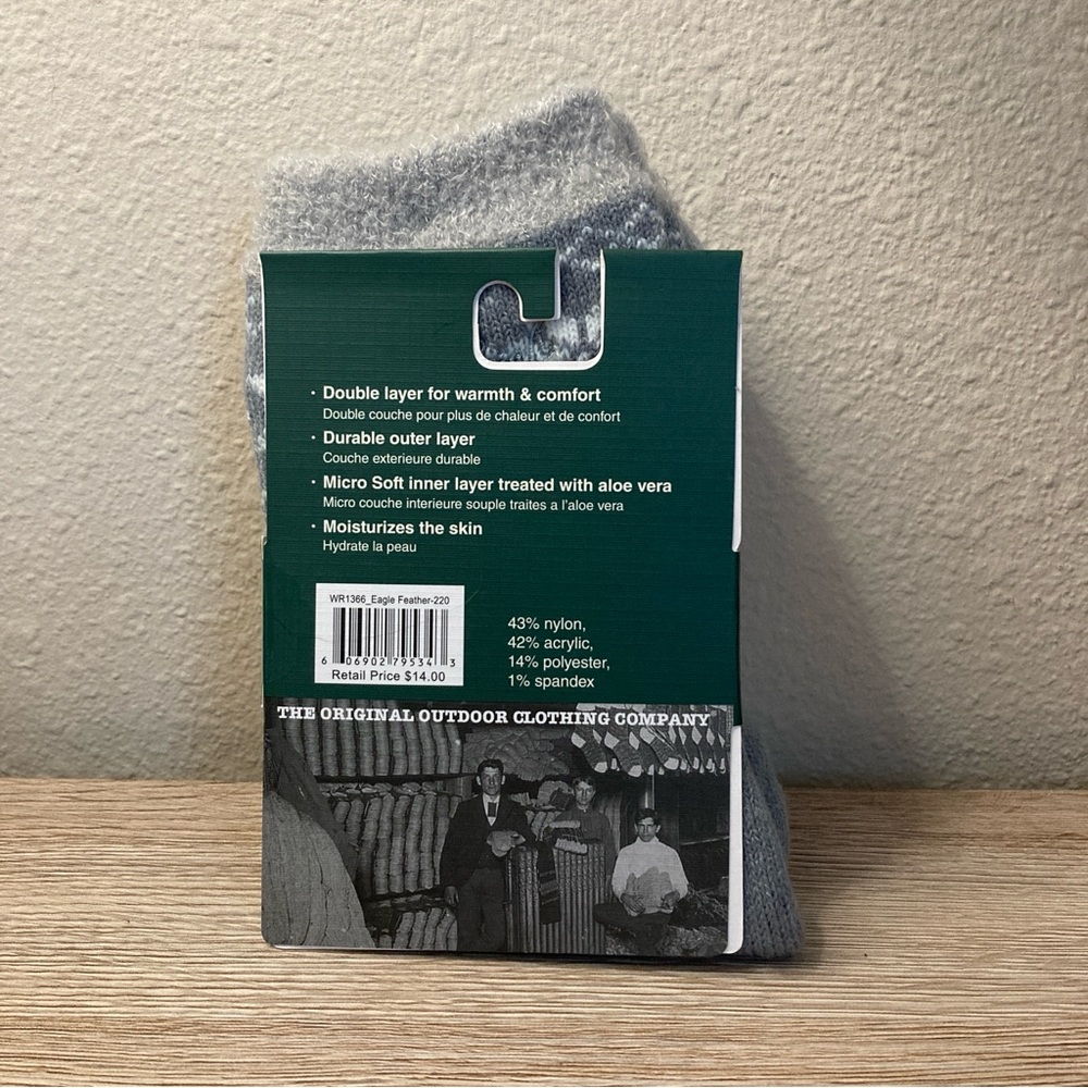 NWT Woolrich Gray Double Layer Home Socks with Aloe Vera - Picture 3 of 9